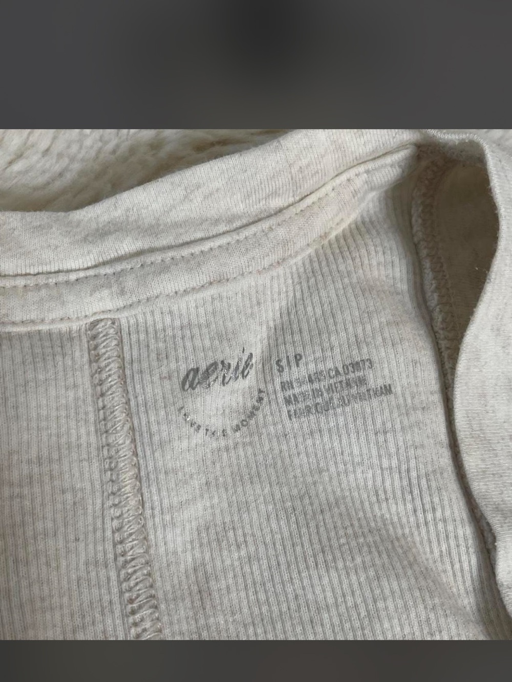Aerie Cream Ribbed Racerback Tank Top Size Small - Picture 5 of 5